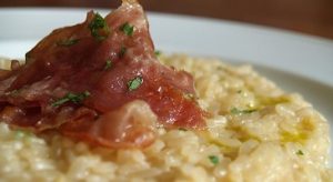 Risotto with ham and scamorza