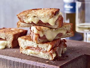 Mortadella and cheese panini