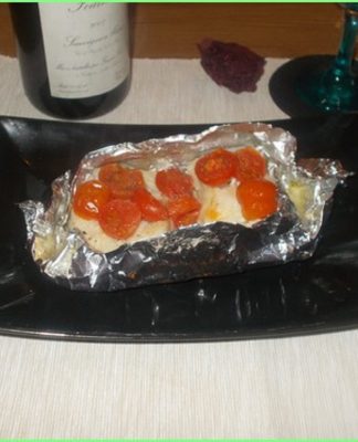 Cod in papillote plate