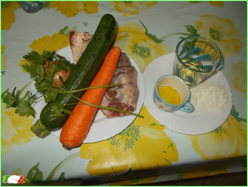 Lamb with vegetables ingredients