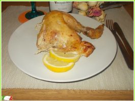 chicken roast with lemon plate