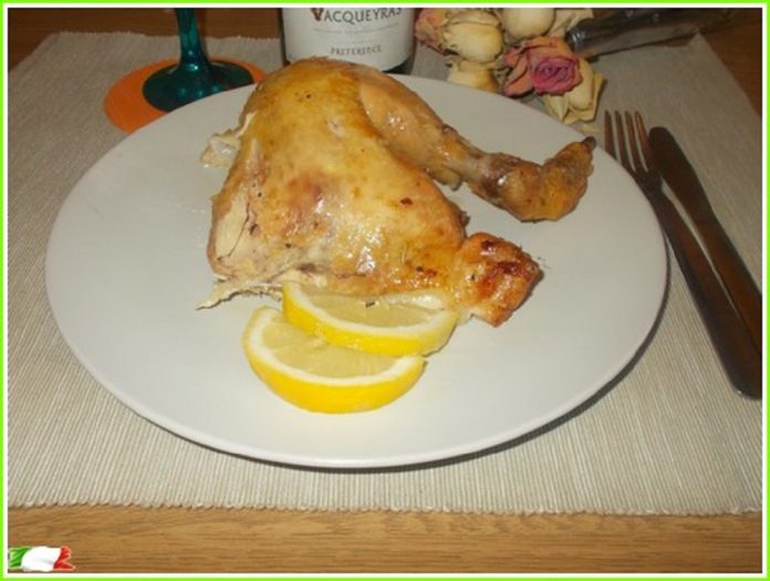 chicken roast with lemon plate