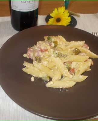 Asparagus and eggs pasta dish