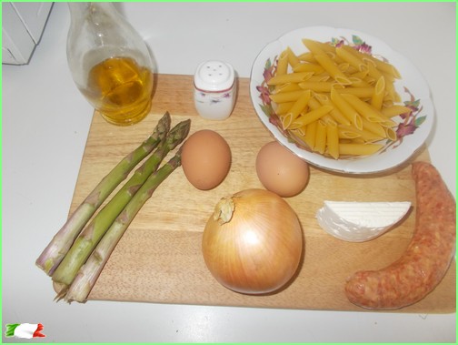 Asparagus and eggs pasta ingredients