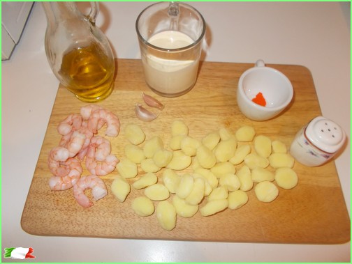 Gnocchi with shrimp ingredients
