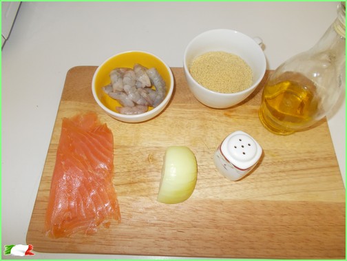 Starter with salmon ingredients