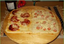 PIZZA HOT DOG, SALAMI AND POTATOES dish