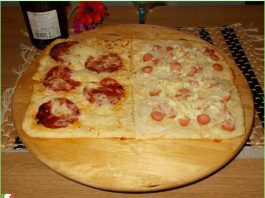 PIZZA HOT DOG, SALAMI AND POTATOES dish