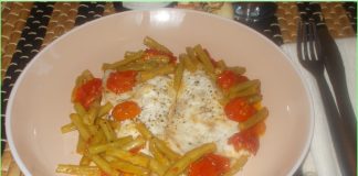 SEA BREAM GREEN BEANS AND TOMATOES dish